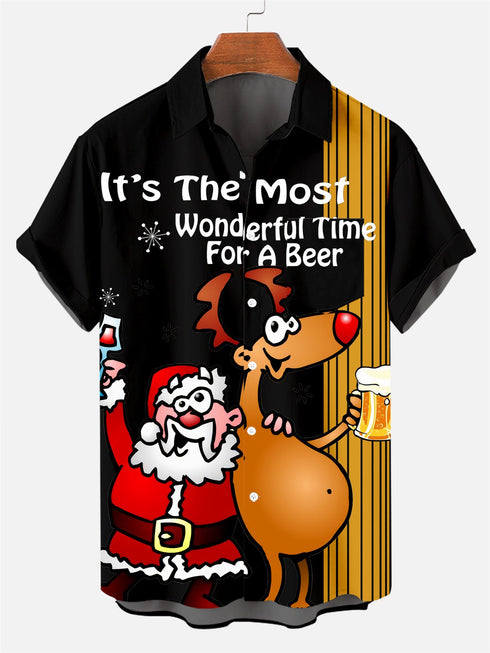 Men's Christmas Funny Graphic Short Sleeve Hawaiian Shirt